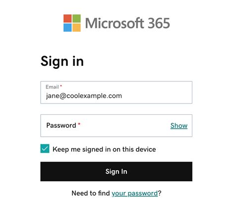 sign in to 365